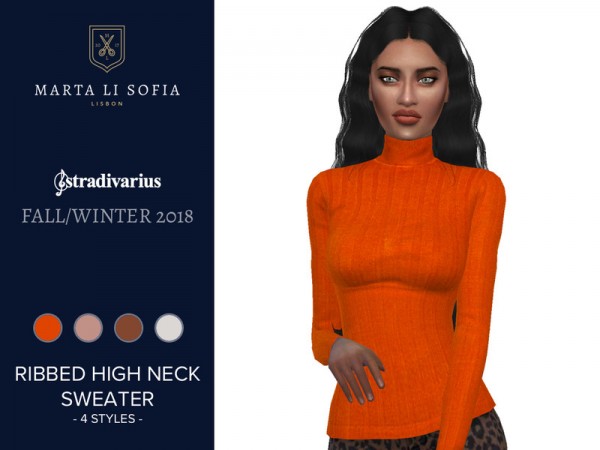  The Sims Resource: Ribbed Long Sleeve High Neck Sweater by martalisofia
