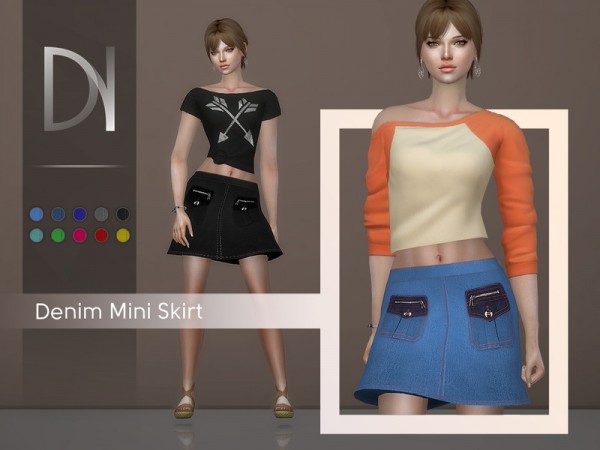  The Sims Resource: Denim Mini Skirt [HQ] by DarkNighTt