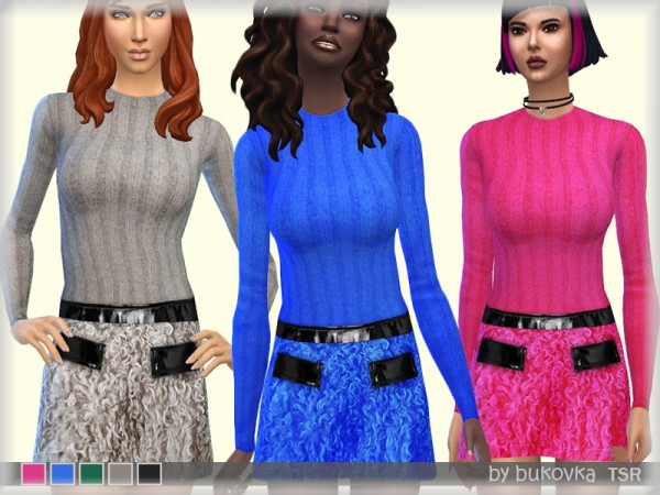  The Sims Resource: Dress and Fur Skirt by bukovka