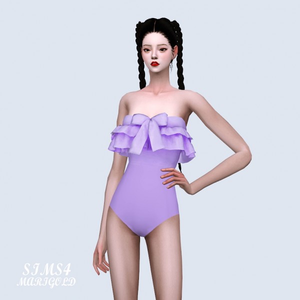  SIMS4 Marigold: Bow Frill Swimsuit