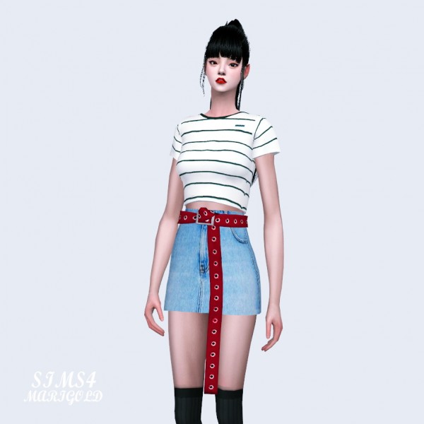  SIMS4 Marigold: Long Belt Mini Skirt