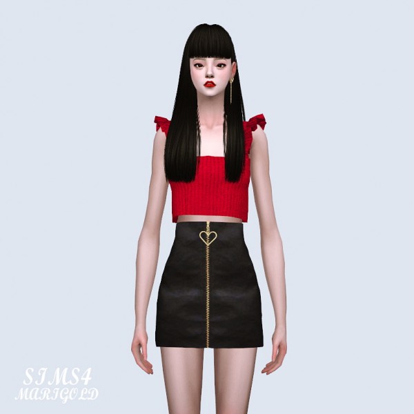  SIMS4 Marigold: Heart Zipper Mini Skirt