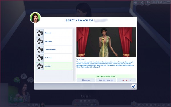 Mod The Sims: Singer Career by ellenplop • Sims 4 Downloads