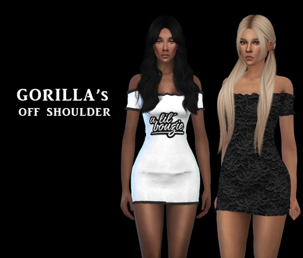  Leo 4 Sims: Gorilla`s Off Shoulder Dress Recolored