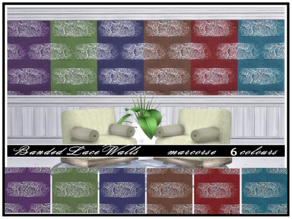  The Sims Resource: Banded Lace Walls by marcorse