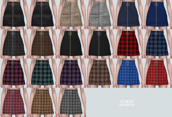  SIMS4 Marigold: Heart Zipper Mini Skirt