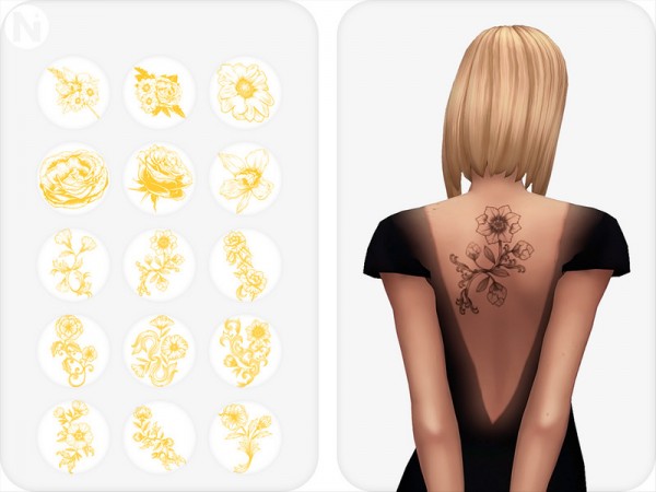  The Sims Resource: Random Flowers Tattoos by Nords