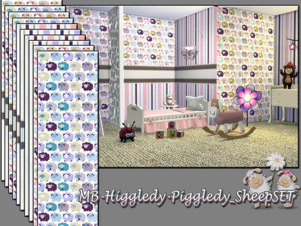  The Sims Resource: Higgledy Piggledy Sheep wall set by matomibotaki