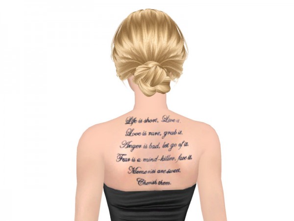  The Sims Resource: Quote Tattoo V4 by Kayzrock91