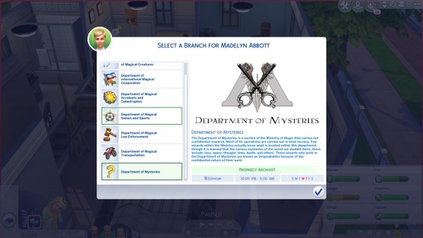  Mod The Sims: Ministry of Magic Career by Caelinaarria