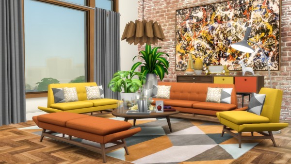 Simsational designs: Vice sofa series mid century inspired