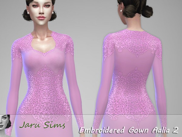  The Sims Resource: Embroidered Gown Aalia 2 by Jaru Sims