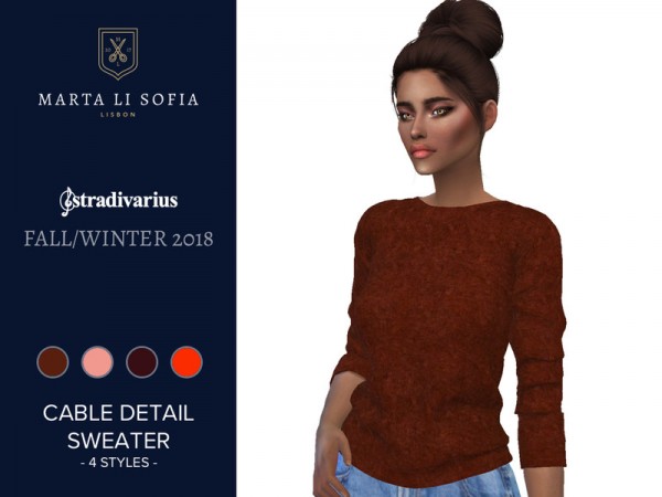  The Sims Resource: Cable Detail Sweater by martalisofia