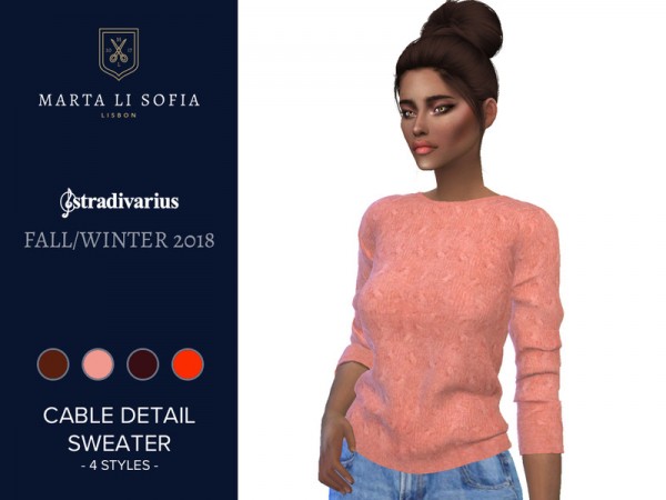  The Sims Resource: Cable Detail Sweater by martalisofia