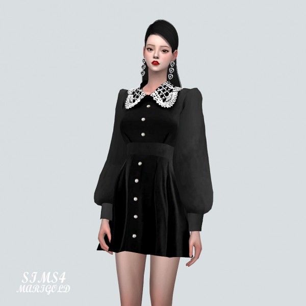  SIMS4 Marigold: Retro Collar Dress
