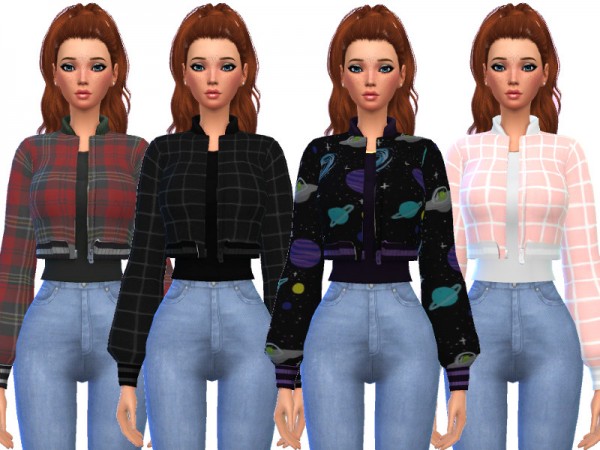  The Sims Resource: Snazzy Bomber Jacket Top by Wicked Kittie