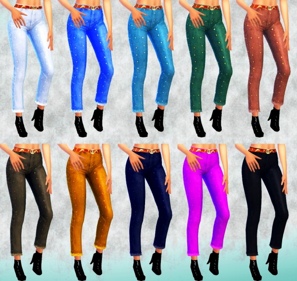 Guemara: New jeans with polka dots and leopard belt • Sims 4 Downloads