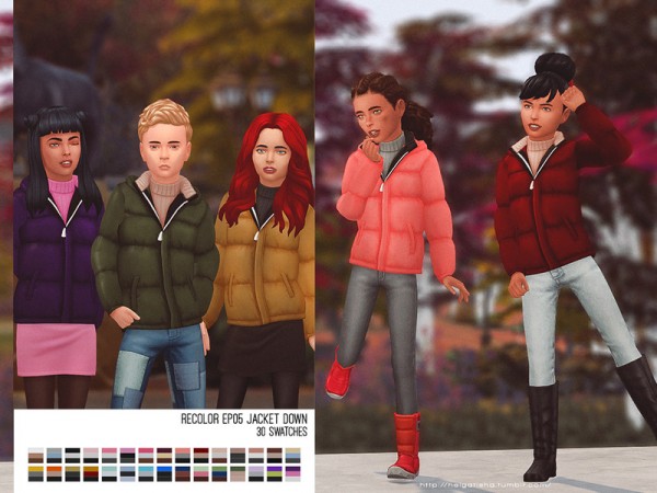  The Sims Resource: Jacket Down child recolored by HelgaTisha