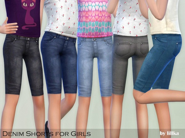  The Sims Resource: Denim Shorts for Girls by lillka
