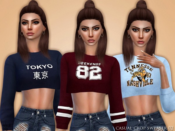 The Sims Resource: Casual Crop Sweater 02 by Black Lily