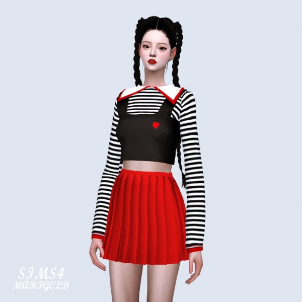  SIMS4 Marigold: Crop Bustier With Collar T