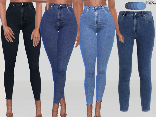  The Sims Resource: Monday High Spray Denim Jeans by Pinkzombiecupcakes