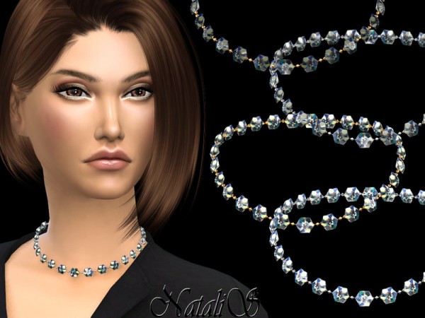  The Sims Resource: Multi stone short necklace by NataliS