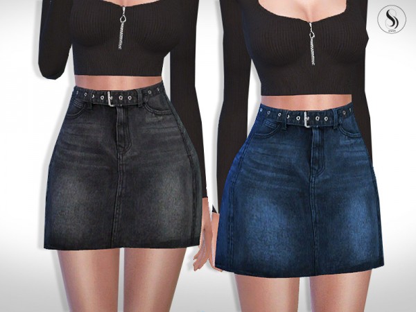  The Sims Resource: A Line Denim Mini Skirt by Saliwa