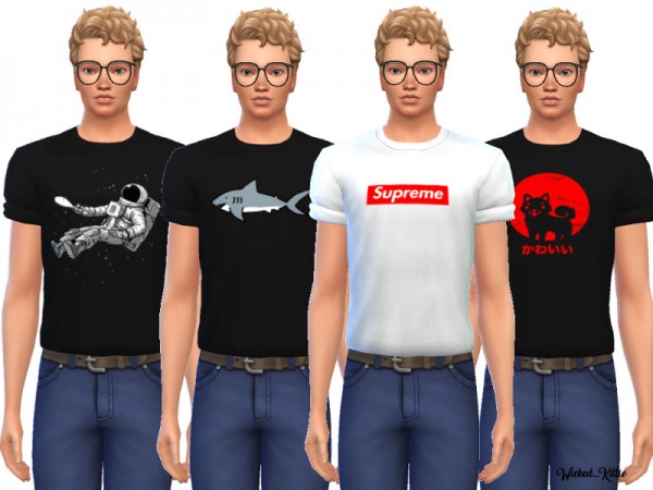  The Sims Resource: Snazzy Cuffed Tees by Wicked Kittie