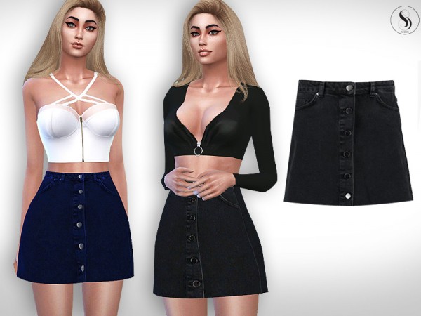  The Sims Resource: Denim Button Skirts by Saliwa