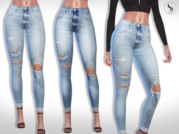  The Sims Resource: Ultra Realistic Ripped Skinny Jeans by Saliwa