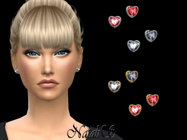  The Sims Resource: Heart shape crystal stud earrings by NataliS