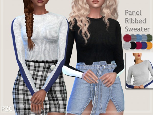  The Sims Resource: Panel Ribbed Sweater by Pinkzombiecupcakes