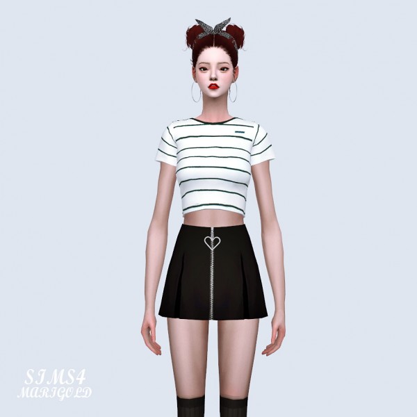  SIMS4 Marigold: Heart Mini Pleats Skirt