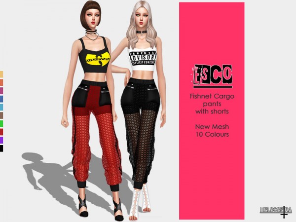  The Sims Resource: ESCO   Fishnet Cargo Pants by Helsoseira