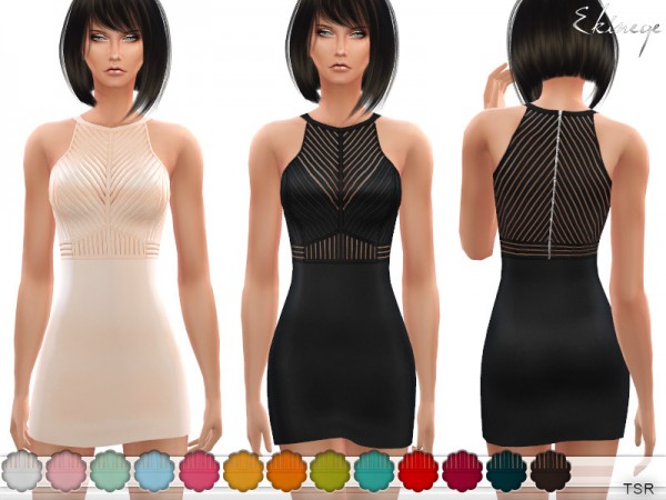  The Sims Resource: Shadow Striped Mini Dress by ekinege