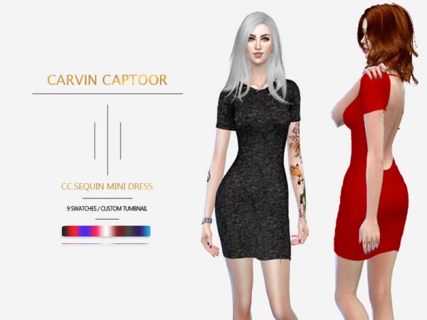  The Sims Resource: Sequin mini dress by carvin captoor