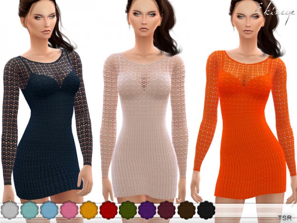  The Sims Resource: Crochet Sweater Dress by ekinege