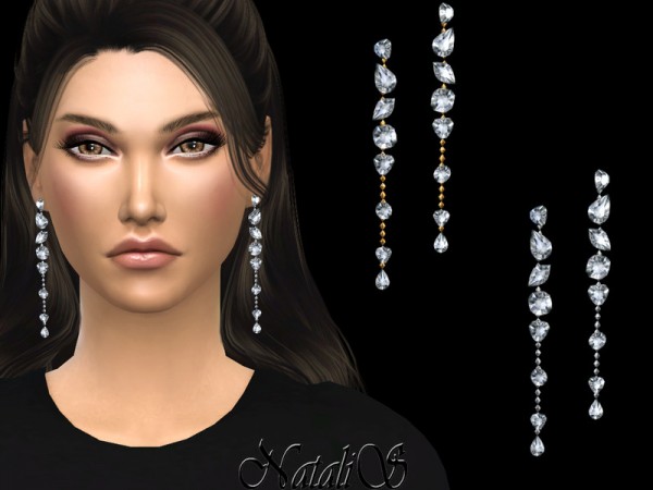  The Sims Resource: Dazzling gems drop earrings by NataliS