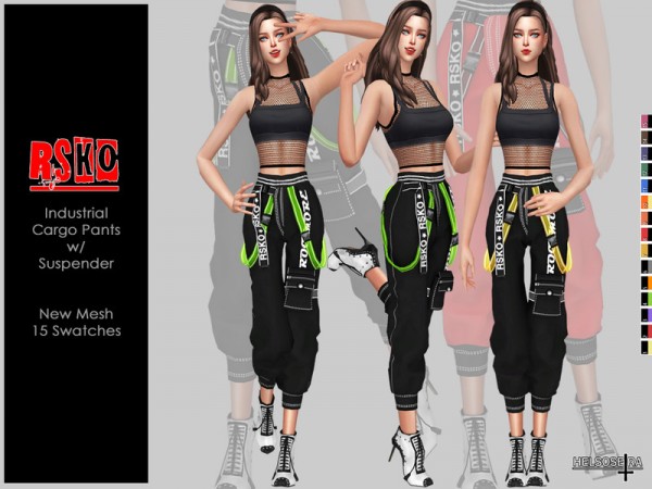  The Sims Resource: RSKO   Suspender Cargo Pants by Helsoseira