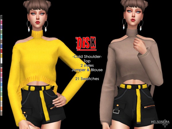  The Sims Resource: DISK   Cold Shoulder Top by Helsoseira