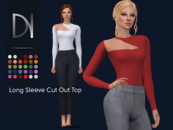  The Sims Resource: Long Sleeve Cut Out Bodysuit by DarkNighTt