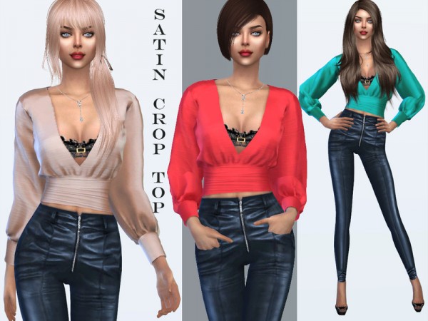  The Sims Resource: Satin Crop Top by Sims House