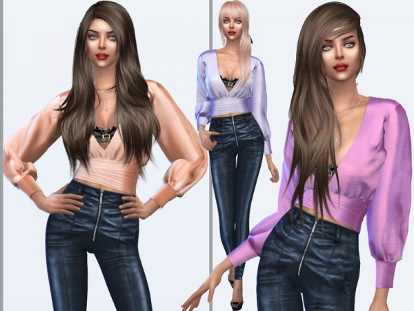  The Sims Resource: Satin Crop Top by Sims House