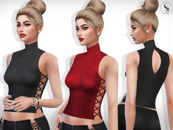  The Sims Resource: Diana High Neck Side Detail Top by Saliwa