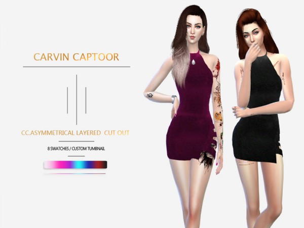  The Sims Resource: Asymmetrical Layered Hem Cut Out Back Playsuit by carvin captoor