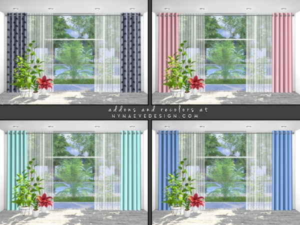  The Sims Resource: Lyne Curtains II   Medium Walls by NynaeveDesign