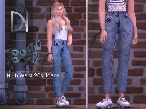  The Sims Resource: High Waist 90s Jeans by DarkNighTt