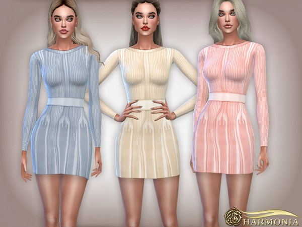 The Sims Resource: Ribbed Bandage Dress by Harmonia • Sims 4 Downloads