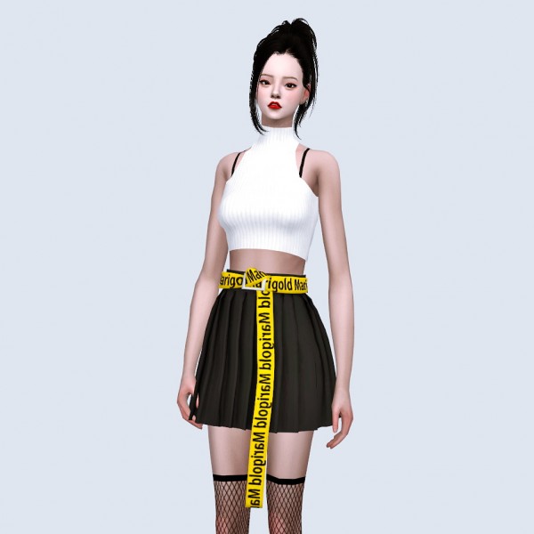  SIMS4 Marigold: Pleats Skirt with Marigold Belt
